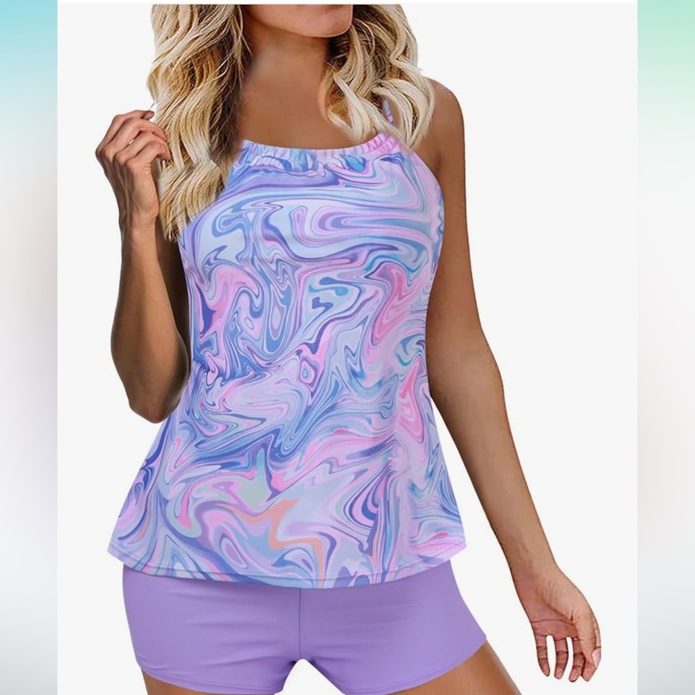 Women's Swirl Print Tankini Set